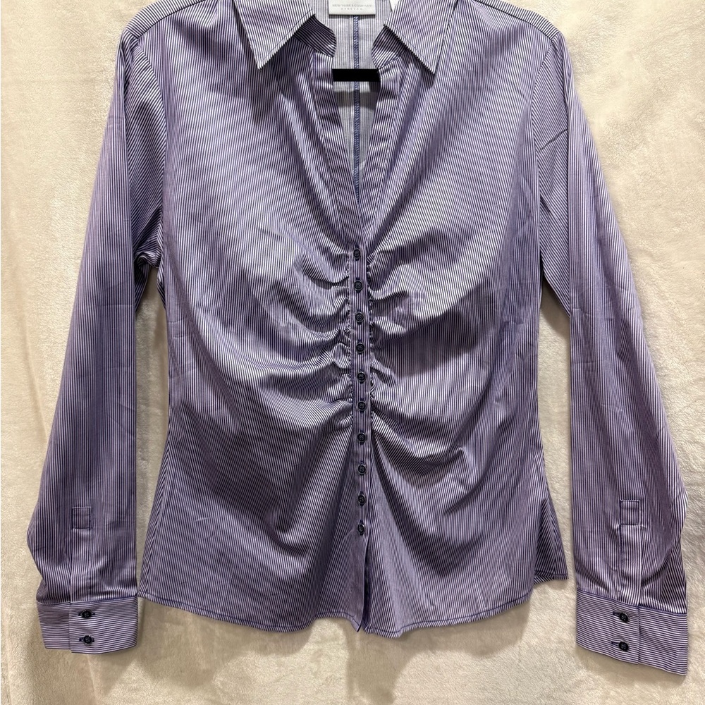 New York & Company Lavender Button-Down Shirt